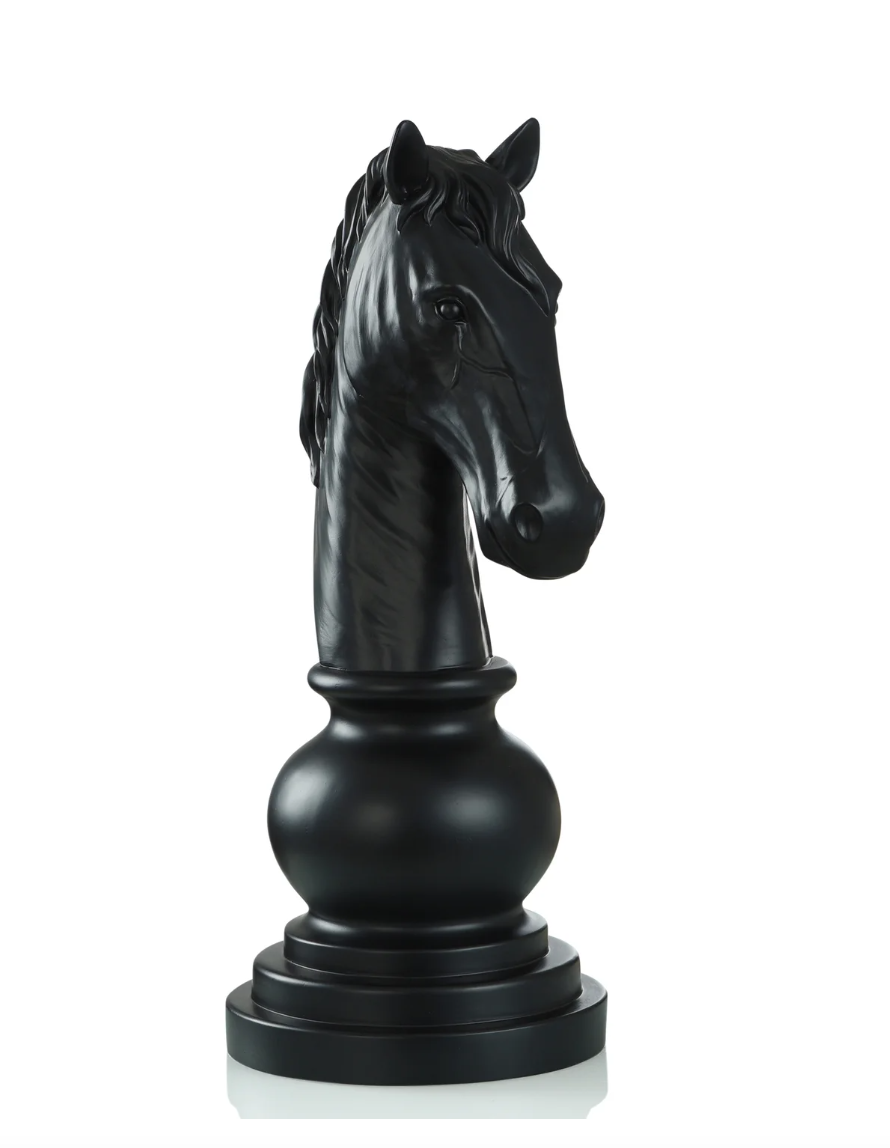 KNIGHT CHESS PIECE- BLACK | Matte Black Finish on Resin