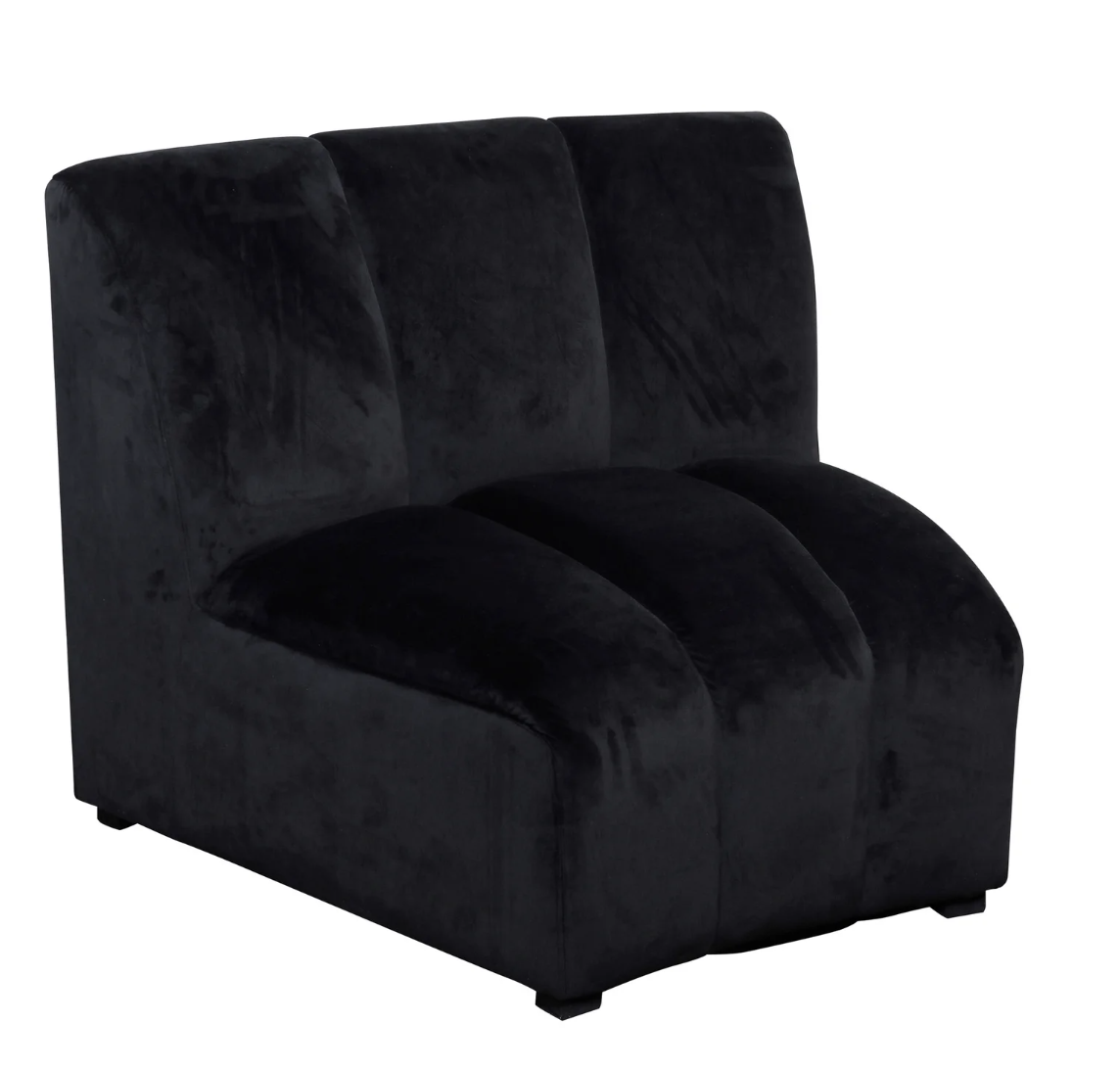 KILLEBREW SECTIONAL- BLACK PIECE | Black Velvet Fabric on Hardwood Frame