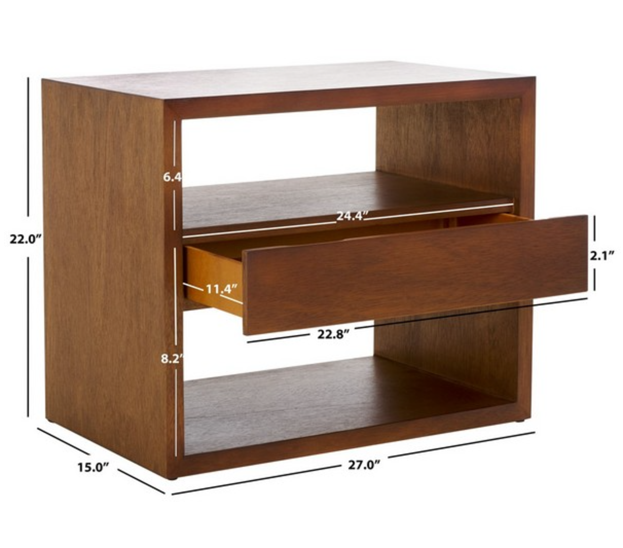 Munson 2 Shelf 1 Drawer Nightstand