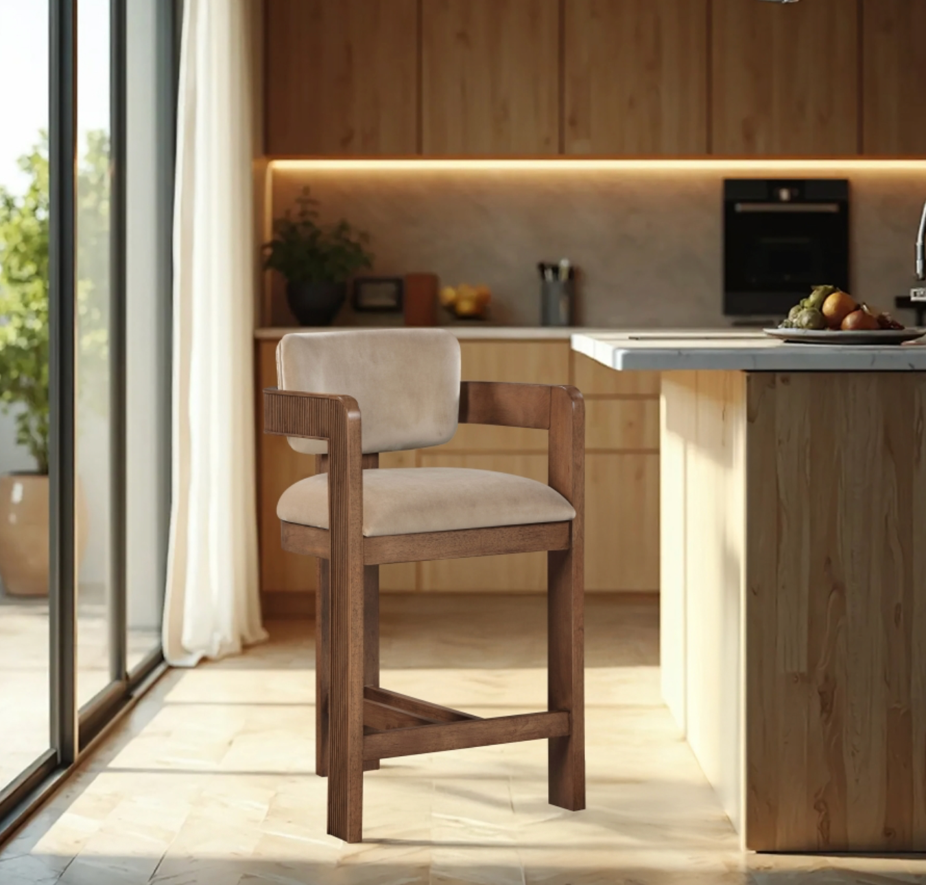 Sacha Velvet Upholstered Counter Stool