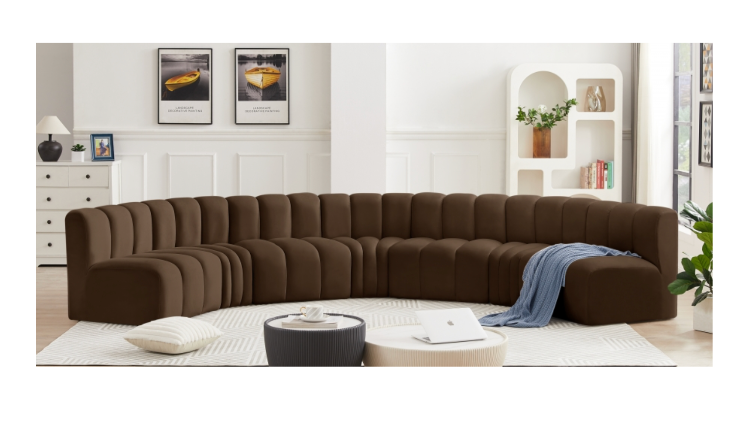Arc 162" Velvet Upholstered 7pc. Modular Sectional