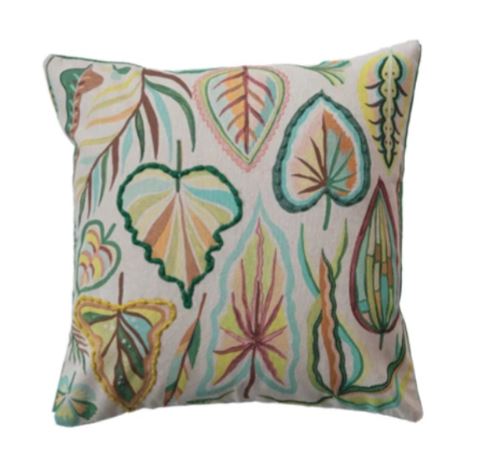 Bring a touch of relaxed elegance to your home with the 18" Square Cotton Chambray Printed Pillow. 