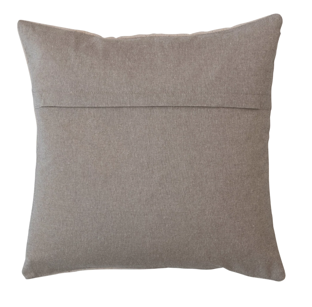 Elevate your fall decor with our 18-inch Square Cotton Slub Tufted Pillow featuring a charming pumpkin design and a chambray back in a warm cream color. Intricately crafted with attention to detail, this pillow effortlessly blends cozy textures with seasonal motifs, adding a touch of autumnal charm to your store. This pillow brings a rustic and festive element, creating a welcoming atmosphere for the harvest season.