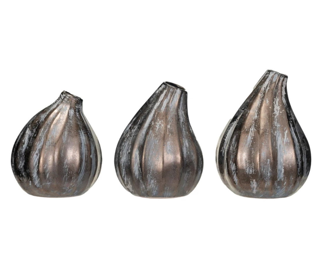 Stoneware Fig Shaped Vases, Set of 3