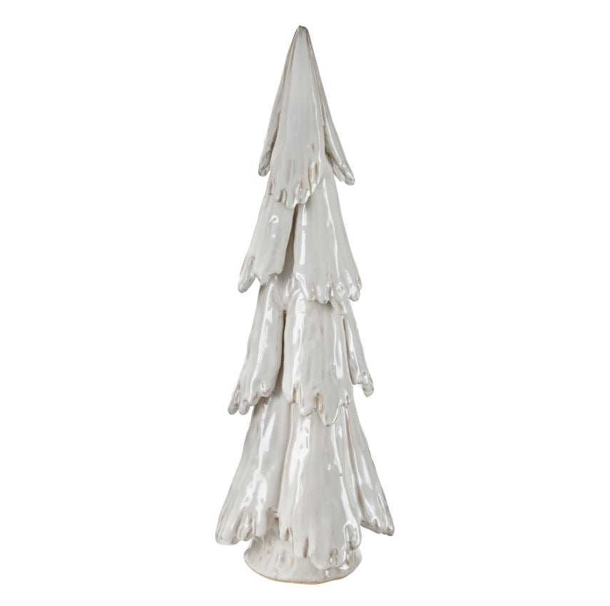 This beautiful reactive glaze tree is a unique addition to any Christmas spread from mantels to tabletops. Versatile enough to use as decor all year-round! pair with shorter pine snowy tree for a dramatic effect. Slight color variations are to be expected—each piece is one-of-a-kind, no two pieces will be exactly alike.