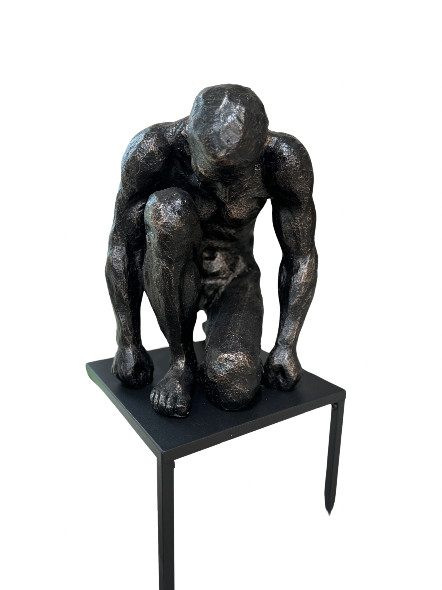 Resin 16H kneeling man, black