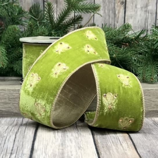 Measuring 2.5" wide and 5 yards long, this luxurious ribbon features intricate bee embroidery that adds a charming touch to any creation. The rich moss green hue brings a natural elegance, perfect for gift wrapping, floral arrangements, or DIY home decor. Its soft velvet texture and eye-catching design make it a delightful addition to your collection, adding a touch of whimsy and sophistication to your projects!