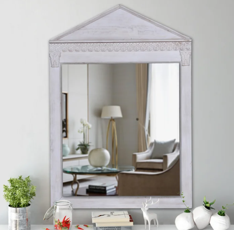 Transform your space with the DANN FOLEY LIFESTYLE White Crackle Wood Framed Mirror and experience the perfect blend of style and functionality. Whether you hang it vertically or horizontally, this mirror will be a stunning addition to your decor, reflecting your impeccable taste.