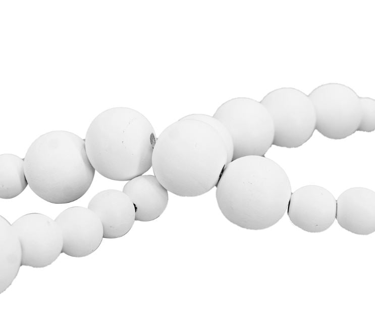 White Wooden Bead Circle Garland