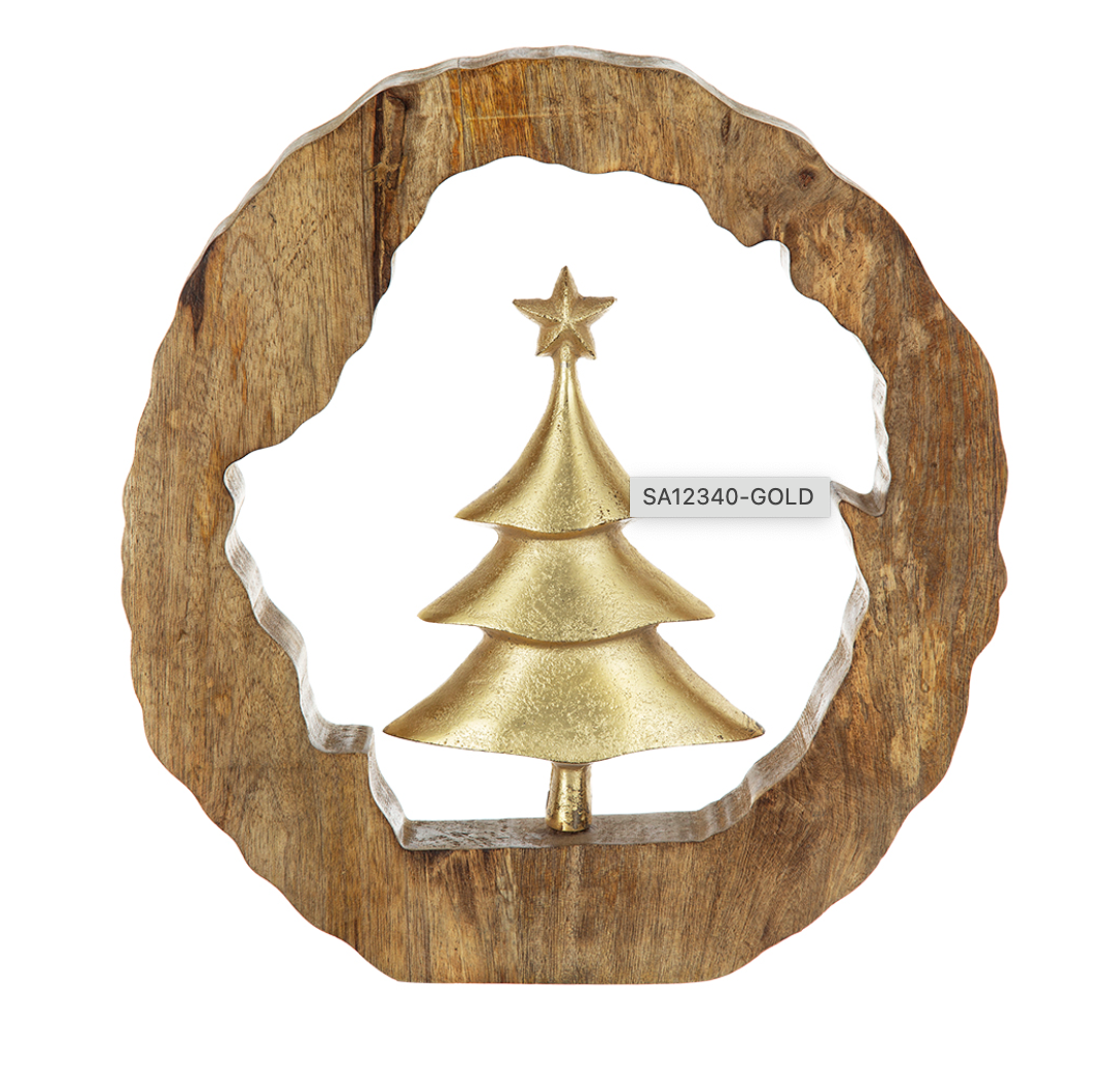 Wooden Ring w/ Gold Aluminum Tree