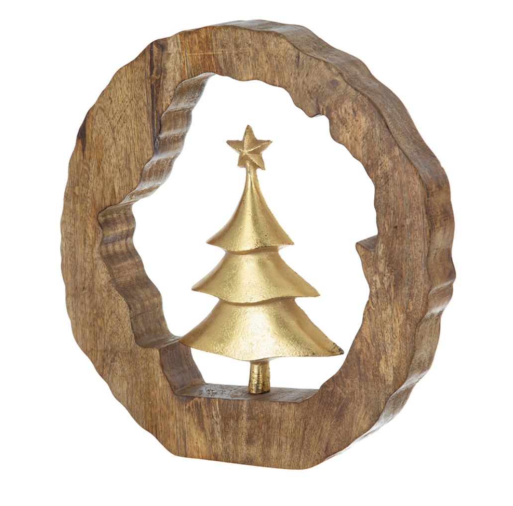 Wooden Ring w/ Gold Aluminum Tree