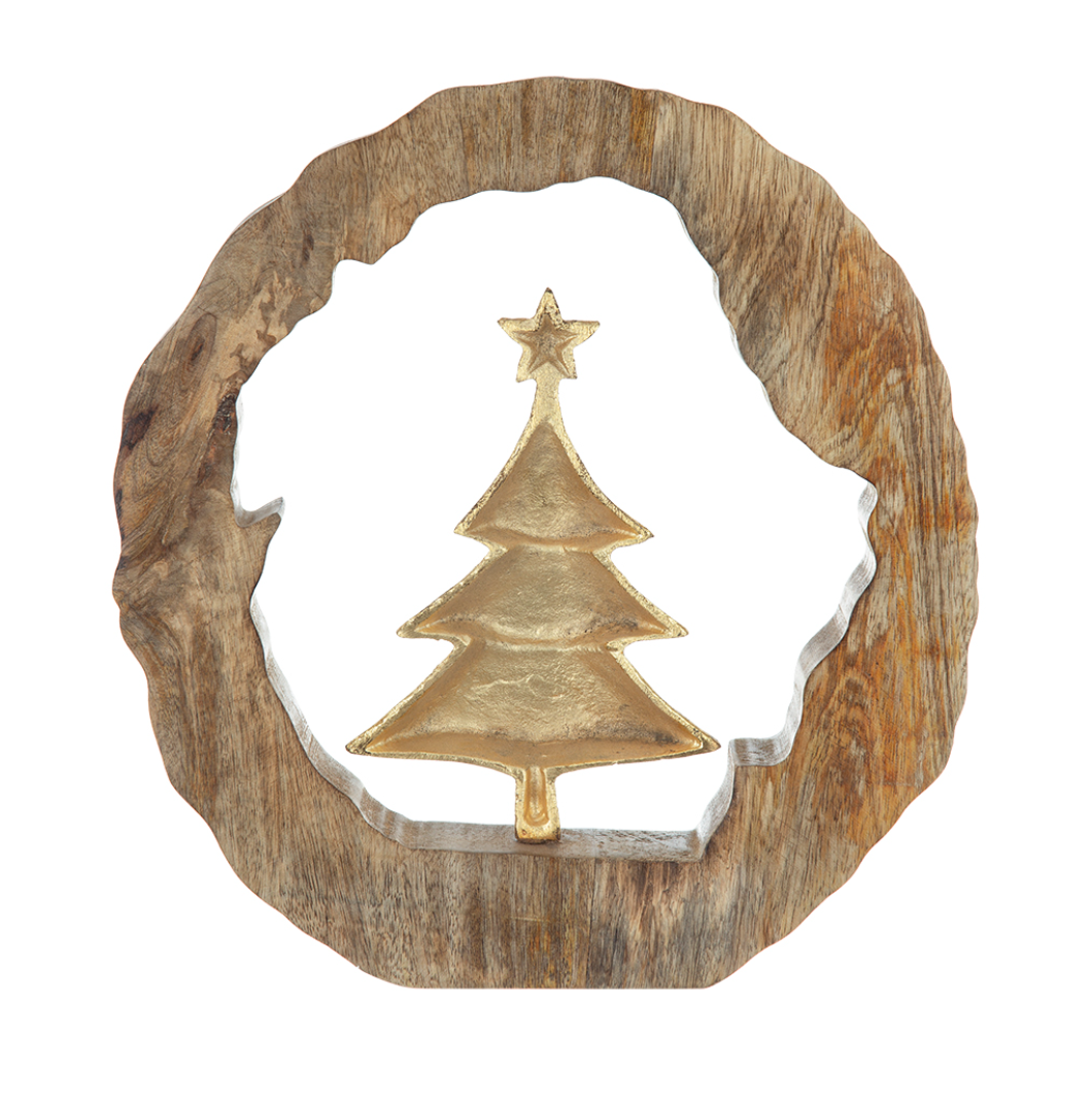 Wooden Ring w/ Gold Aluminum Tree