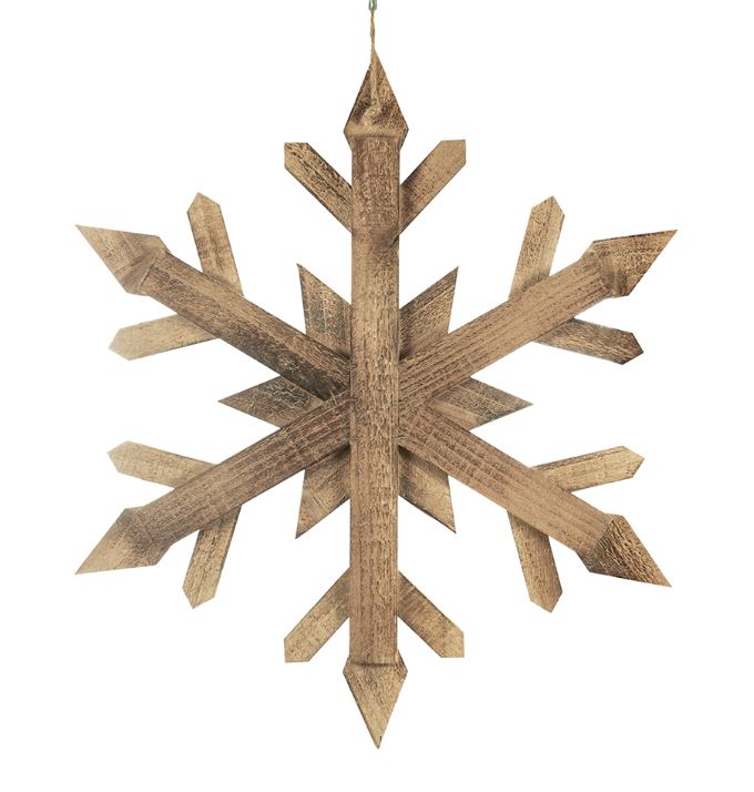 Measuring 25.5"x25.5", this beautifully crafted piece features intricate details that capture the essence of winter. Perfect for hanging on your door, above a mantel, or as a standout wall decoration, it brings warmth and a festive spirit to any space. Made from durable wood, this snowflake is designed for seasonal use while adding a timeless, cozy feel to your home. Celebrate the beauty of winter with this delightful accent!
