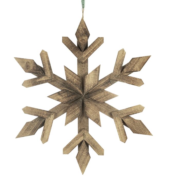Measuring 25.5"x25.5", this beautifully crafted piece features intricate details that capture the essence of winter. Perfect for hanging on your door, above a mantel, or as a standout wall decoration, it brings warmth and a festive spirit to any space. Made from durable wood, this snowflake is designed for seasonal use while adding a timeless, cozy feel to your home. Celebrate the beauty of winter with this delightful accent!