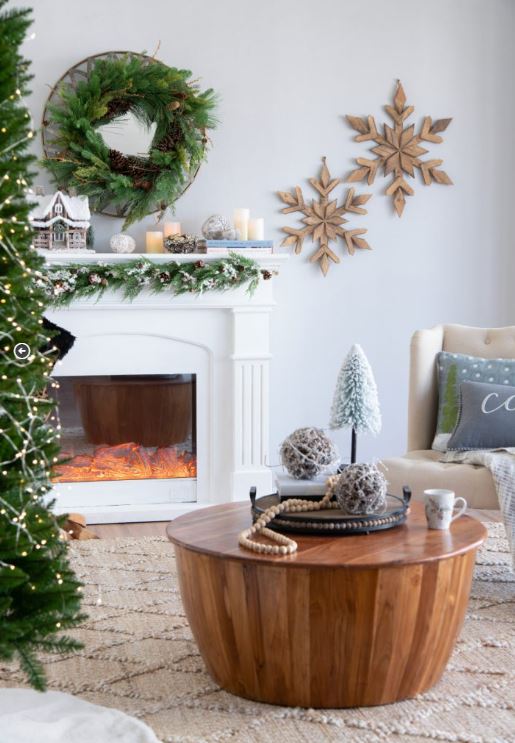 Measuring 25.5"x25.5", this beautifully crafted piece features intricate details that capture the essence of winter. Perfect for hanging on your door, above a mantel, or as a standout wall decoration, it brings warmth and a festive spirit to any space. Made from durable wood, this snowflake is designed for seasonal use while adding a timeless, cozy feel to your home. Celebrate the beauty of winter with this delightful accent!