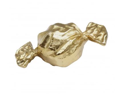 The 9" Wrapped Candy in Gold is a playful and chic decorative piece that adds a touch of whimsy and shine to any space. Featuring a sleek gold finish and a charming candy design, it's perfect for display on shelves, tables, or as part of a festive centerpiece. This eye-catching accent blends modern style with a fun, nostalgic vibe.