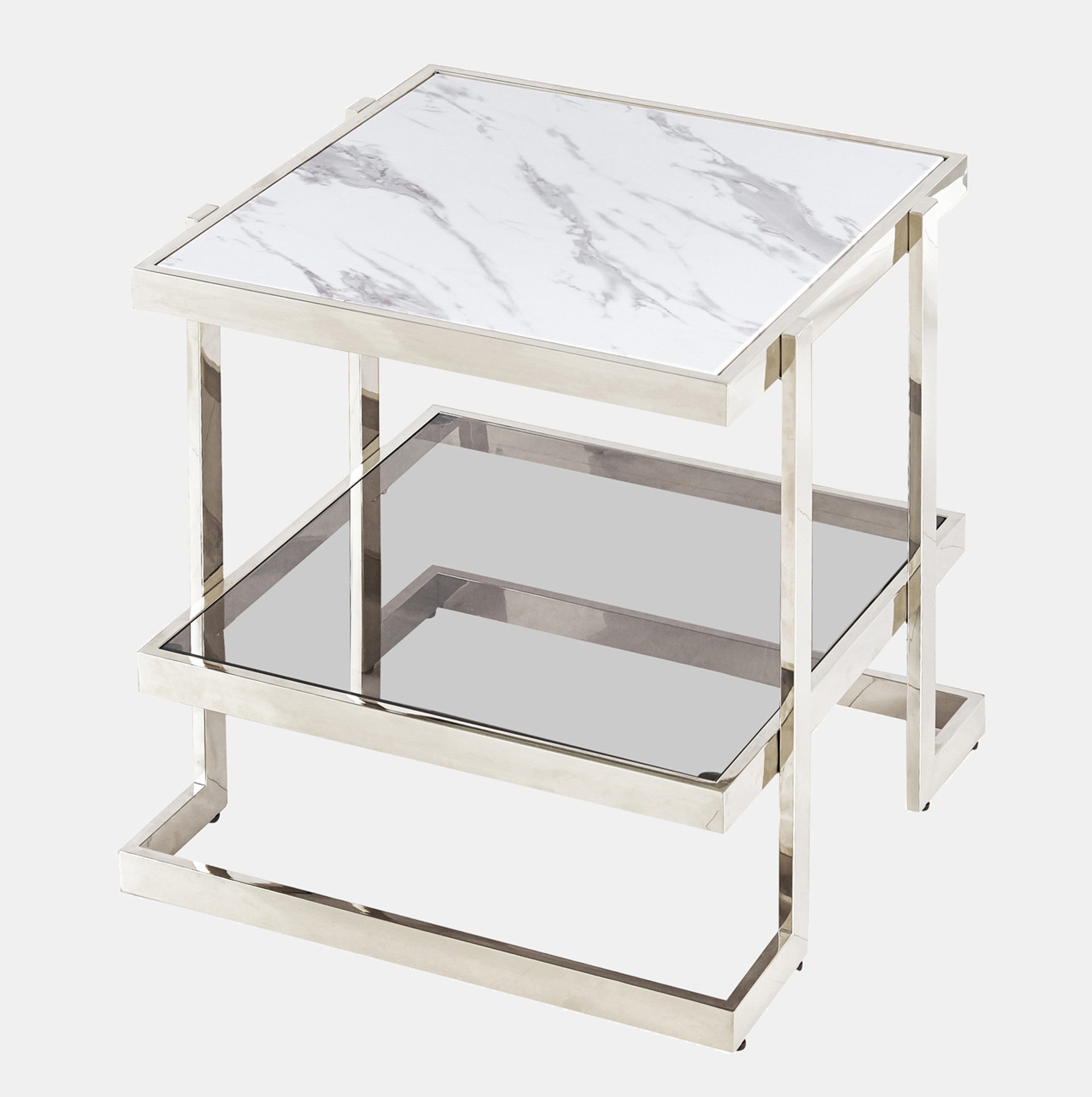 Side Table Metal/Marble Glass